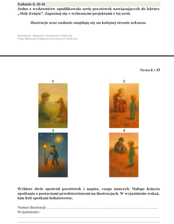 Arkusz egzaminacyjny "Mały Książę"