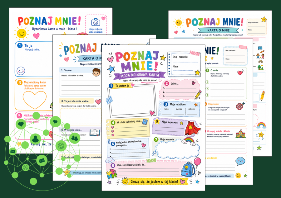 💛 POZNAJ MNIE – karty integracyjne dla klas 1–3