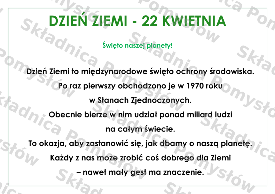 DZIEŃ ZIEMI - gazetka - 11 kart A4 do druku; plik edytowalny; dekoracja; materiały na gazetkę