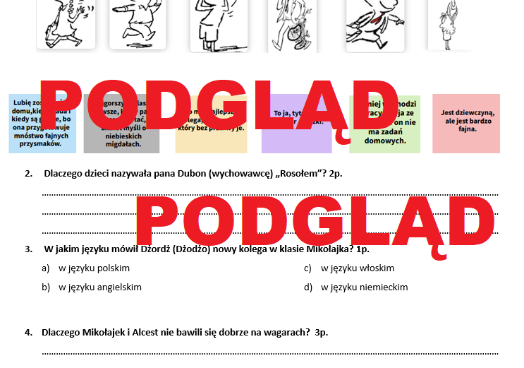 Kartkówka ze znajomości lektury MIKOŁAJEK
