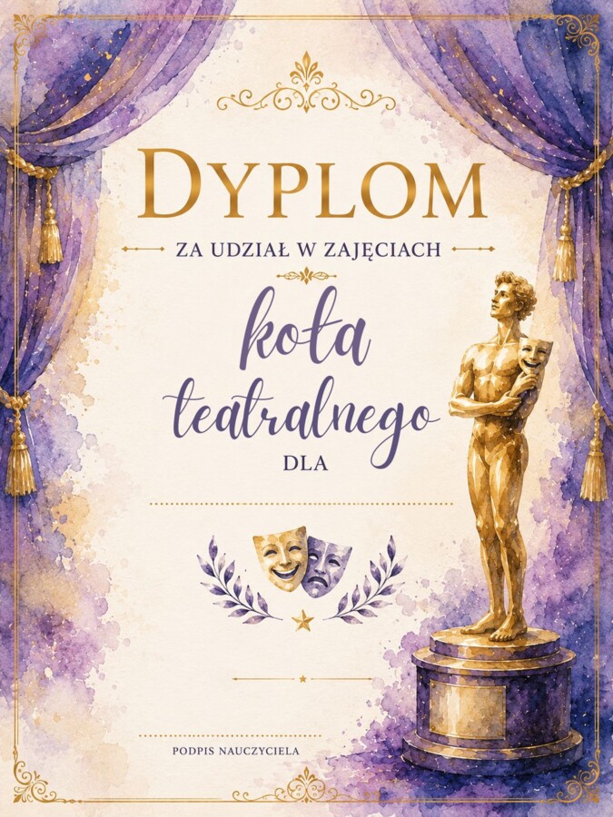 Dyplomy za udział w zajęciach koła teatralnego