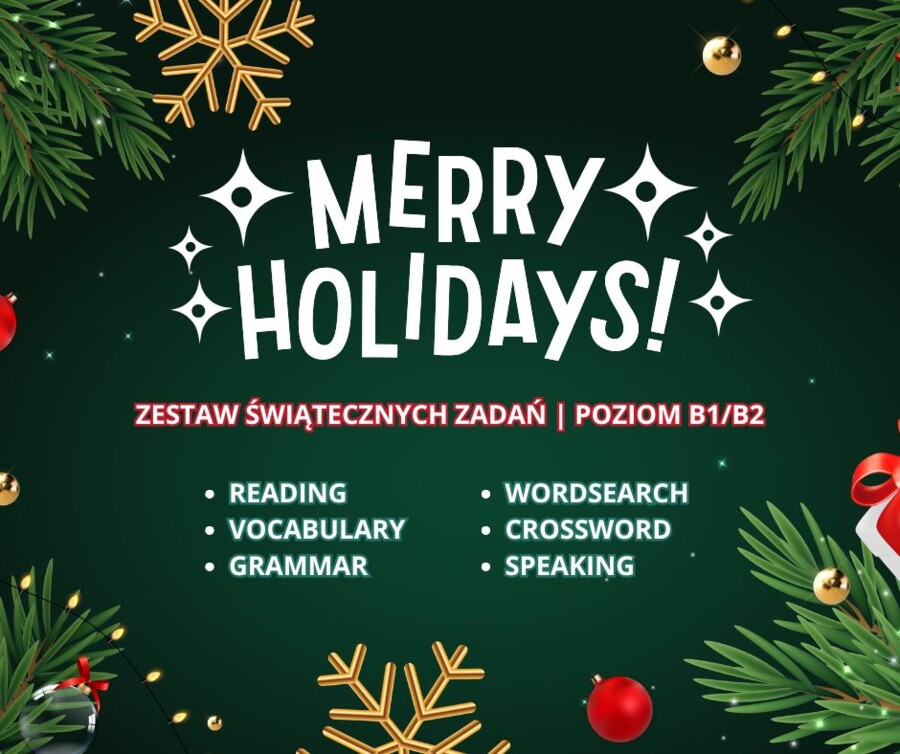 Christmas A2 B1+  Kompletny zestaw świątecznych materiałów (reading, vocabulary, grammar, dialogi, krzyżówka, wykreślanka + answer key)