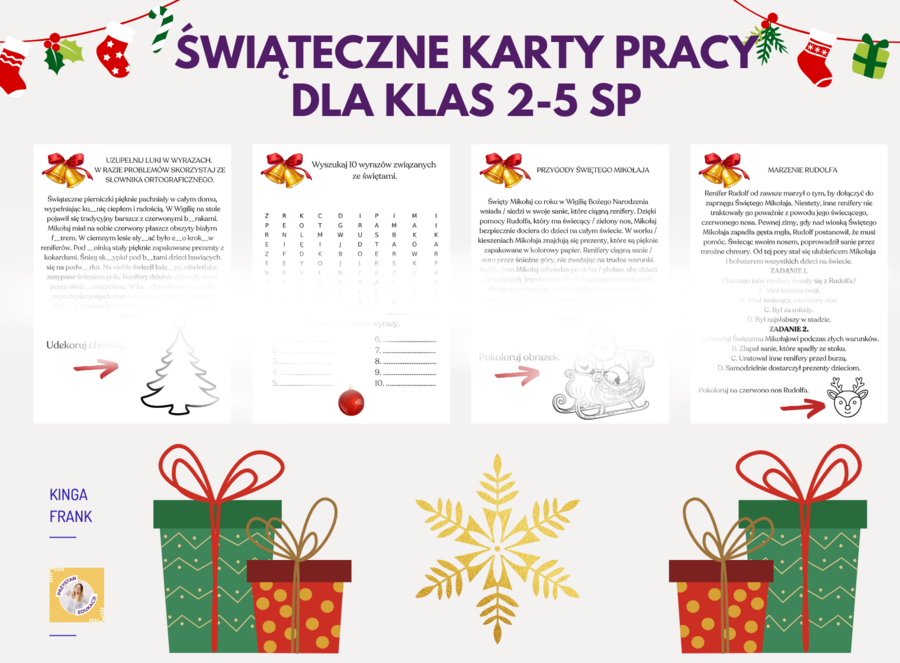 🎄 Karty pracy „Świąteczna Zabawa” – idealne dla klas 2-5 SP! 🎄