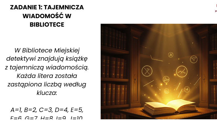 Złoty kompas równań - zagadka detektywistyczna klasa 3