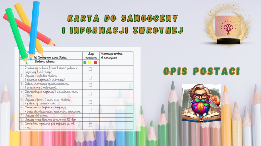 Informacja zwrotna/samoocena do opisu postaci