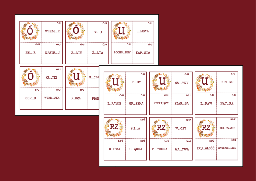 JESIENNA ORTOGRAFIA – układanka – jesień – ćwiczenia ortograficzne - puzzle