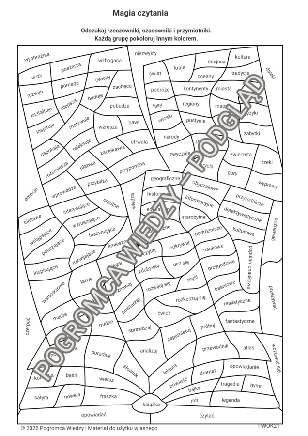 Magia czytania - karta pracy + klucz odpowiedzi