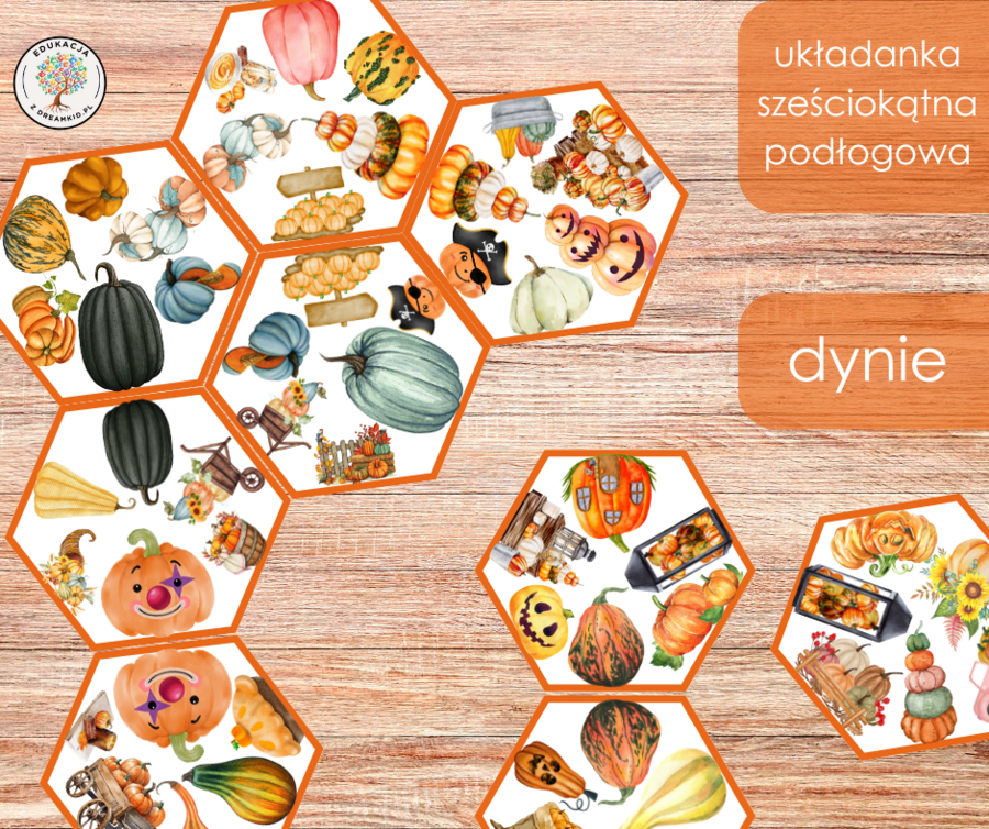 Układanka sześciokątna podłogowa - dynie