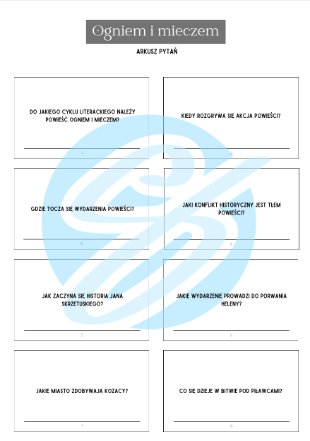 Ogniem i mieczem Henryk Sienkiewicz– Pytania i Odpowiedzi | Karty do lektury