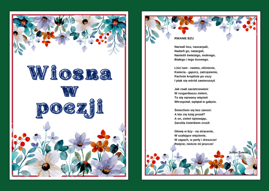 WIOSNA W POEZJI – biblioteka – świetlica – WIERSZE – GAZETKA – wersja 2