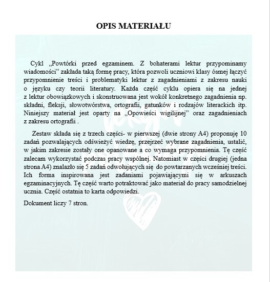 POWTÓRKI PRZED EGZAMINEM. Z BOHATERAMI "OPOWIEŚCI WIGILIJNEJ" PRZYPOMINAMY WIADOMOŚCI Z ZAKRESU ORTOGRAFII