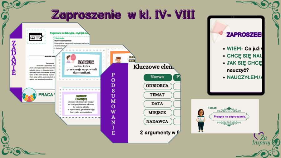 Zaproszenie – karty pracy+ prezentacje+ piosenka