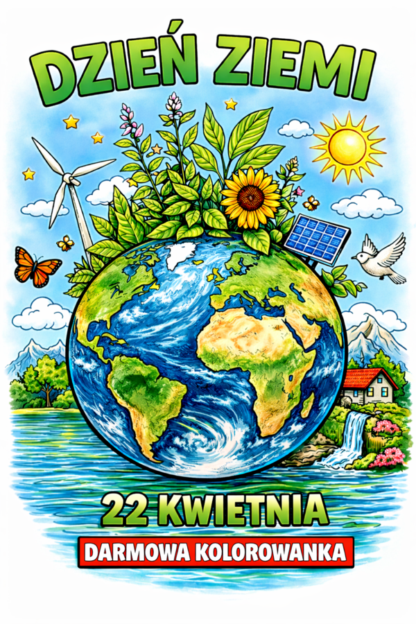 DZIEŃ ZIEMI - darmowa kolorowanka do druku; gratis; plakat; dekoracja