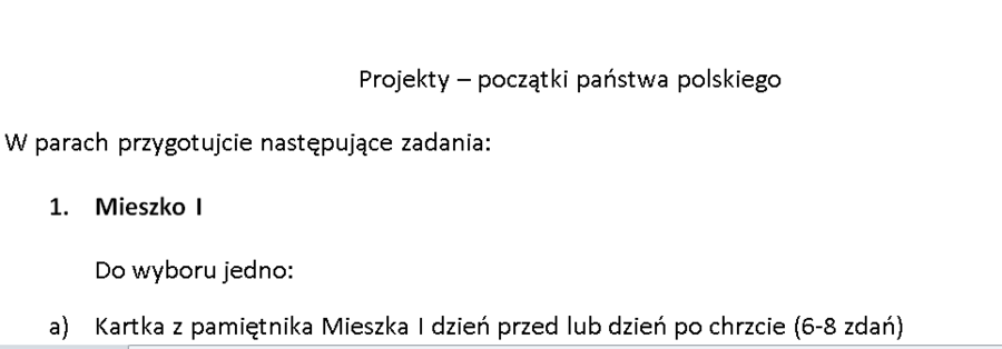 Zadania kreatywne - początki państwa polskiego