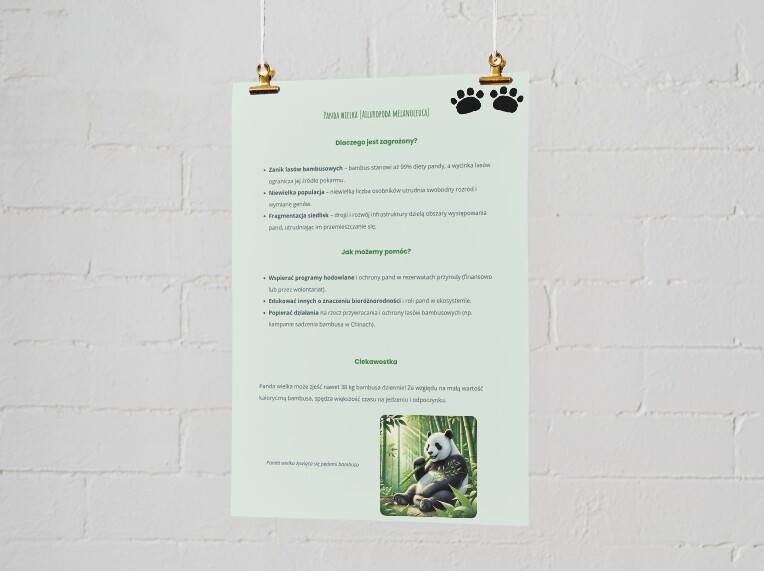 Plakat o zagrożonych gatunkach