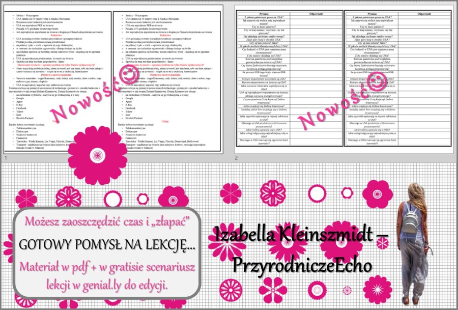 Pomysł na lekcję/karta pracy/stacje zadaniowe/notatki/ materiał do lekcji do tematu „Stany Zjednoczone -potęga gospodarcza świata” w pdf. W gratisie niekomercyjny scenariusz lekcji/pomysł na lekcję w programie genial.ly do edycji. Geografia 8. Dział „Ame