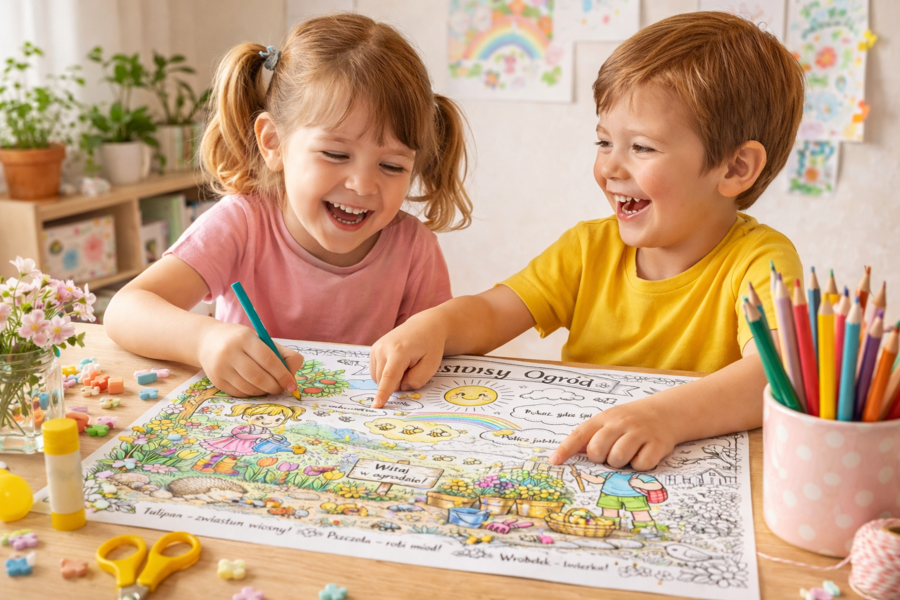 Kolorowanka "Wiosenny ogród"