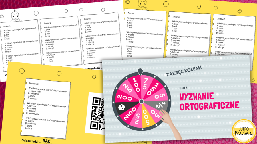 Ortografia zestawy pytań i ortograficzna gra w Genially