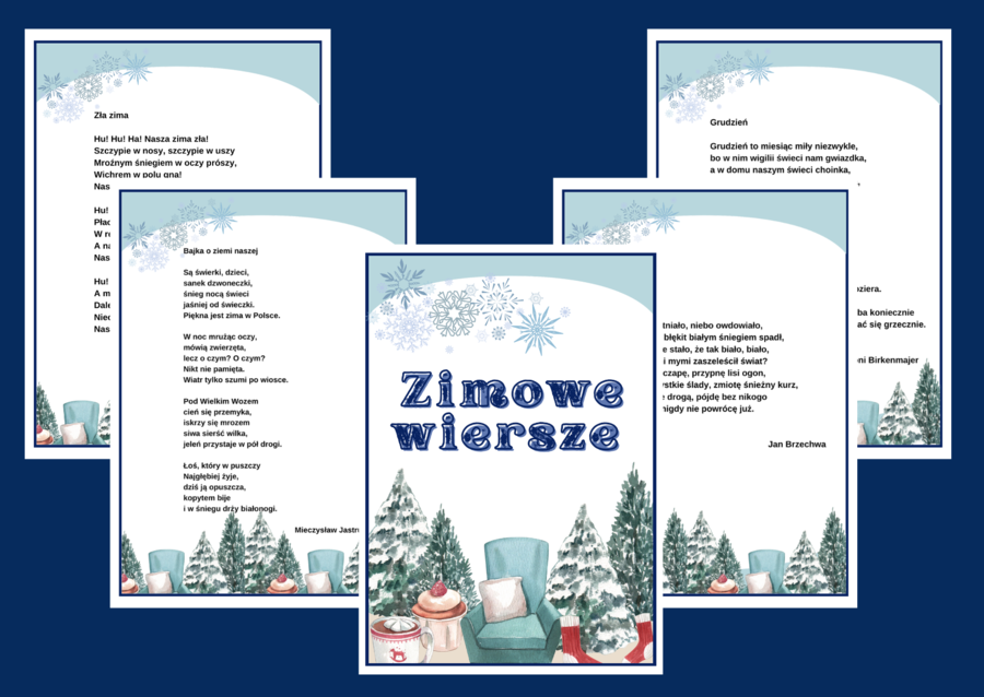 ZIMOWE WIERSZE – zima - biblioteka – świetlica – WIERSZE – GAZETKA – wersja 1