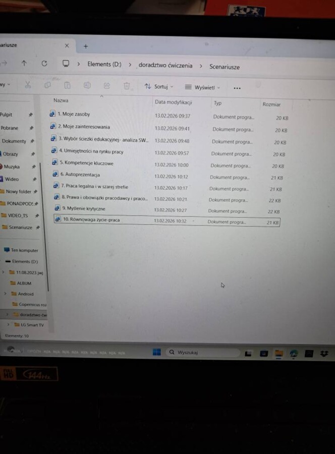 Scenariusze na lekcje doradztwa