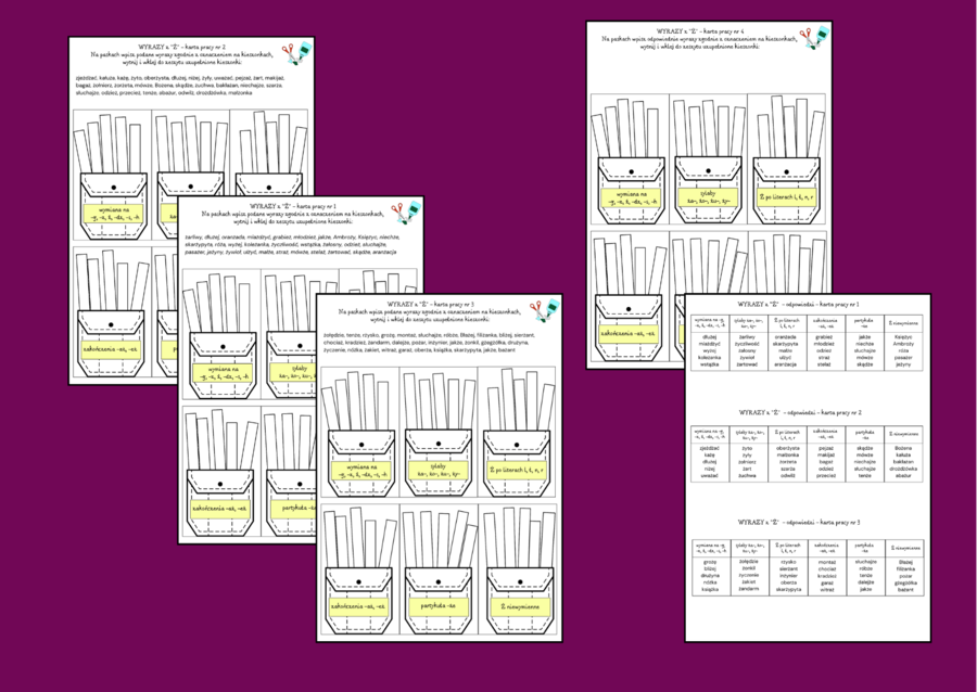 ORTOGRAFIA – wyrazy z „Ż” – zasady – wklejka – karta pracy – 3 wersje + odpowiedzi