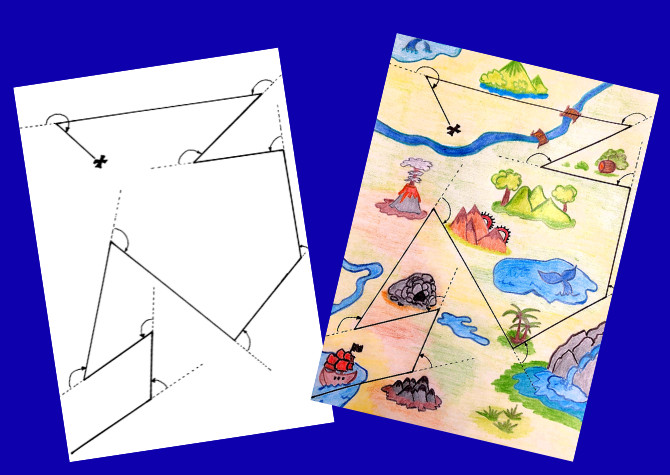Projekt matematyczny Mapa Skarbów - Kąty (rodzaje, mierzenie, rysowanie)- Math and Art Projekt