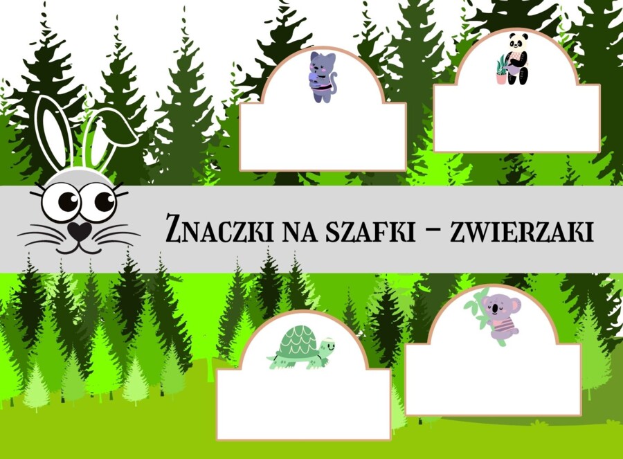 Znaczki na szafki do przedszkola - zestaw zwierzaki