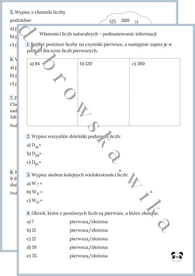Własności liczb naturalnych - podsumowanie wiadomości