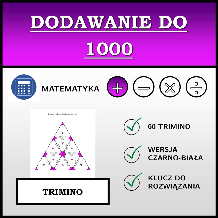 Trimino - Dodawanie do 1000 | matematyka
