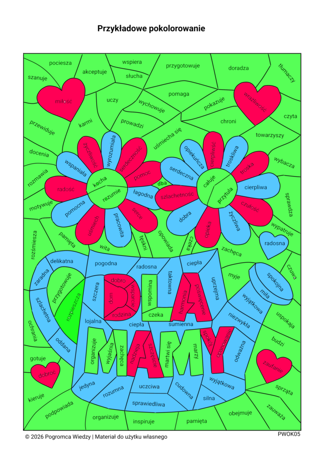 Mama - mozaika językowa (rzeczowniki, czasowniki, przymiotniki)