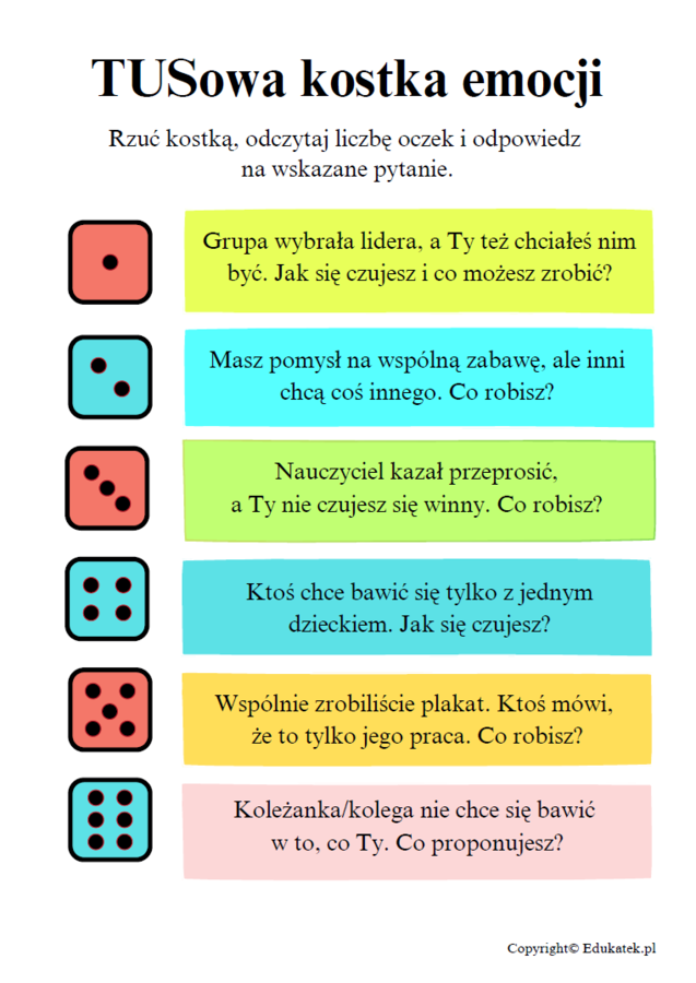 TUSowa kostka emocji – gra wspierająca rozwój emocjonalny i społeczny