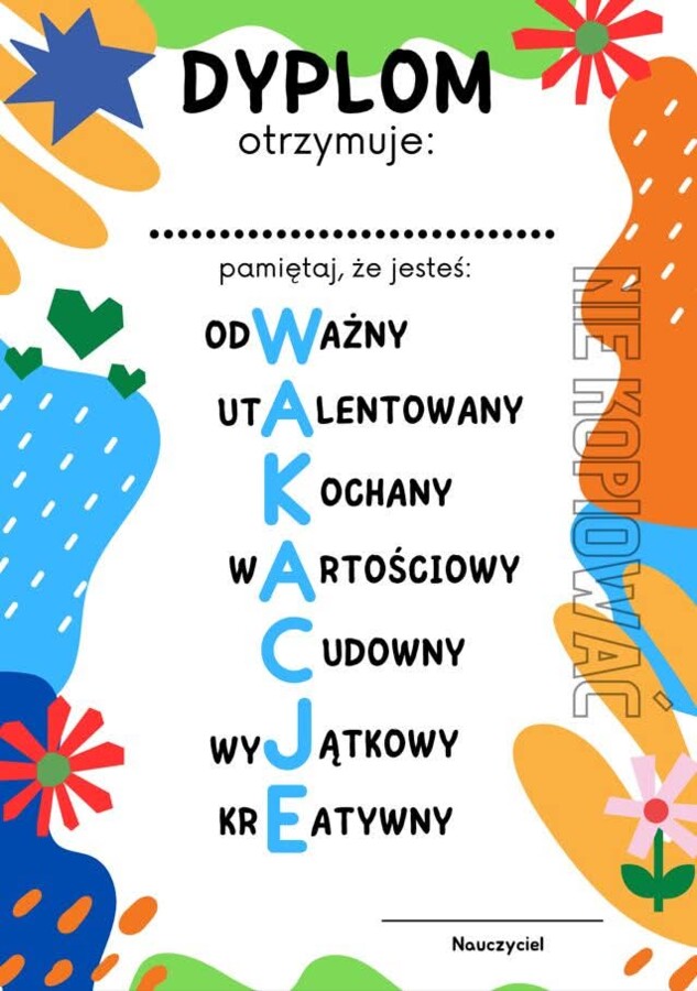 DYPLOMY NA KONIEC ROKU