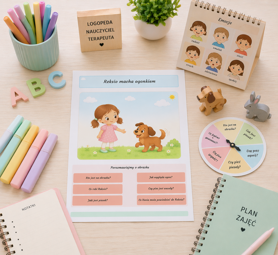 Reksio macha ogonkiem – karta obrazkowa do rozmowy kierowanej