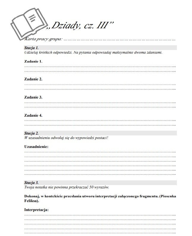 Stacje zadaniowe dla liceum - zestaw