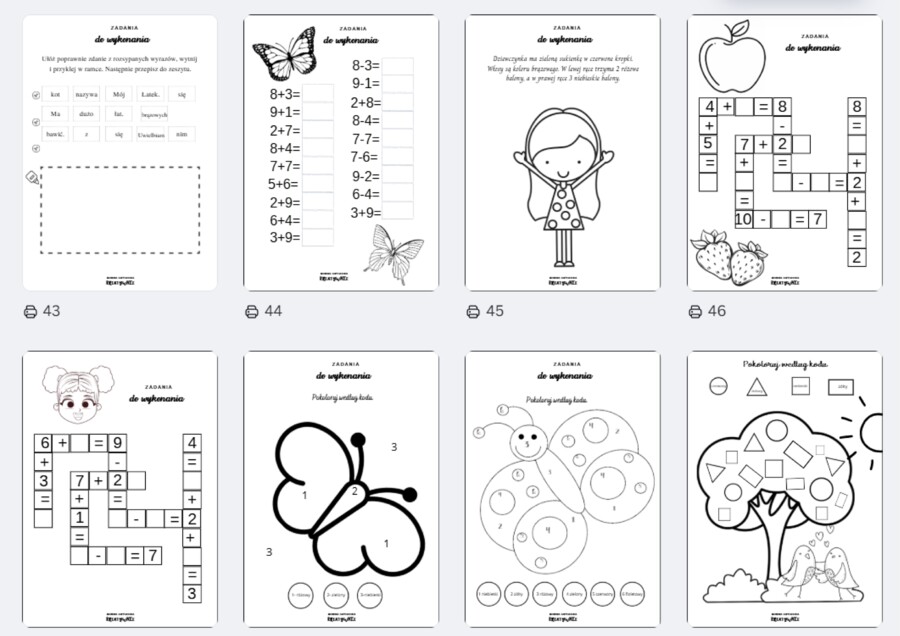 106 kart pracy do druku o różnorodnej trudności o zróżnicowanej tematyce - wszystkie edukacje-dla dzieci 6-10 lat