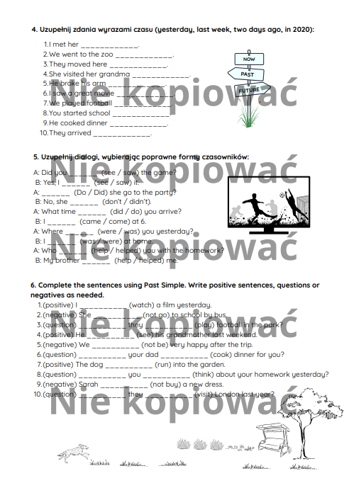 Karta Pracy - czas Past Simple (A1-A2)