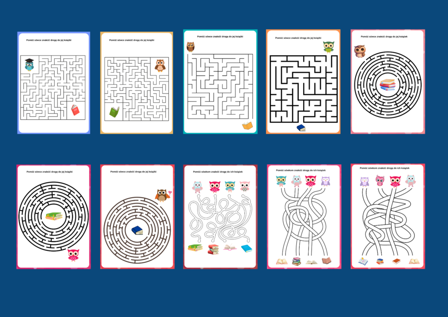 DZIEŃ KSIĄŻKI – labirynty – 10 wersji
