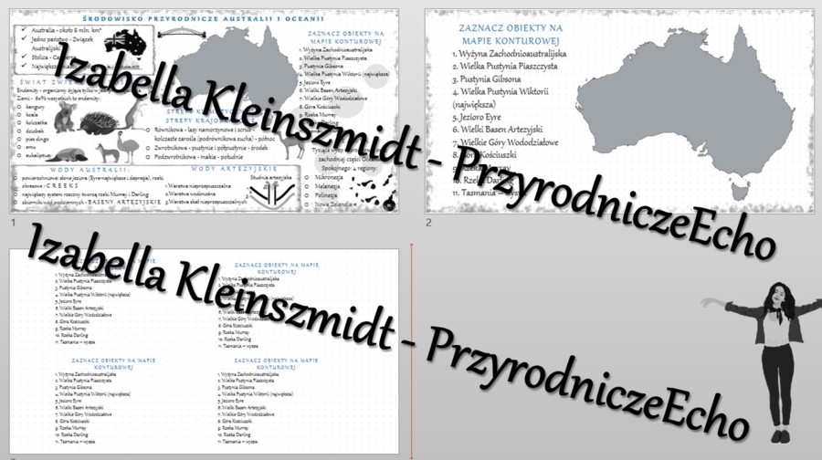 Sketchnotka - notatka „Środowisko przyrodnicze Australii i Oceanii” wykonana w power point do edycji. Geografia 8; „Australia i Oceania”