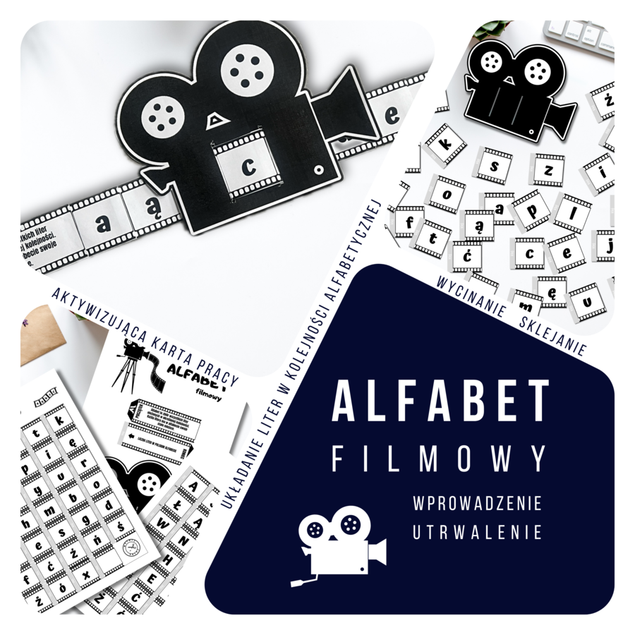 Alfabet filmowy - aktywizująca karta pracy wprowadzająca/utrwalająca kolejność liter w alfabecie