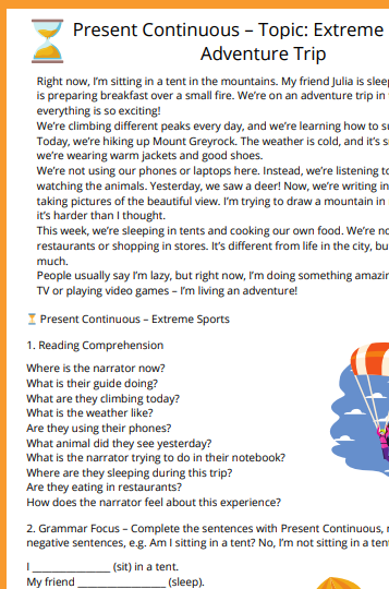 Czasy angielskie - czytanki i ćwiczenia