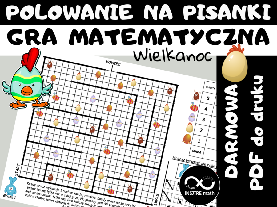 DARMOWA Wielkanocna Gra Matematyczna – Polowanie na Pisanki. Gra logiczna. Matematyczna Wielkanoc.