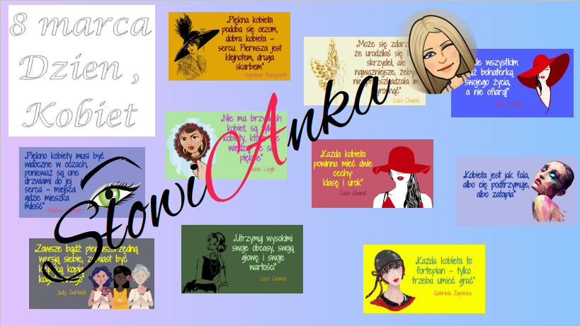DZIEŃ KOBIET gazetka z cytatami + duży napis do wydruku