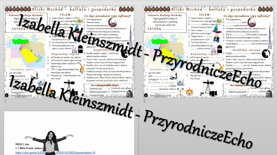 Minizestaw na temat „Bliski Wschód - kultura i gospodarka” – sketchnotka + karta pracy w power point + gratisowy link do prezentacji multimedialnej niekomercyjnej wykonanej w genial.ly do indywidualnego pobrania i użycia do celów niekomercyjnych. Geograf