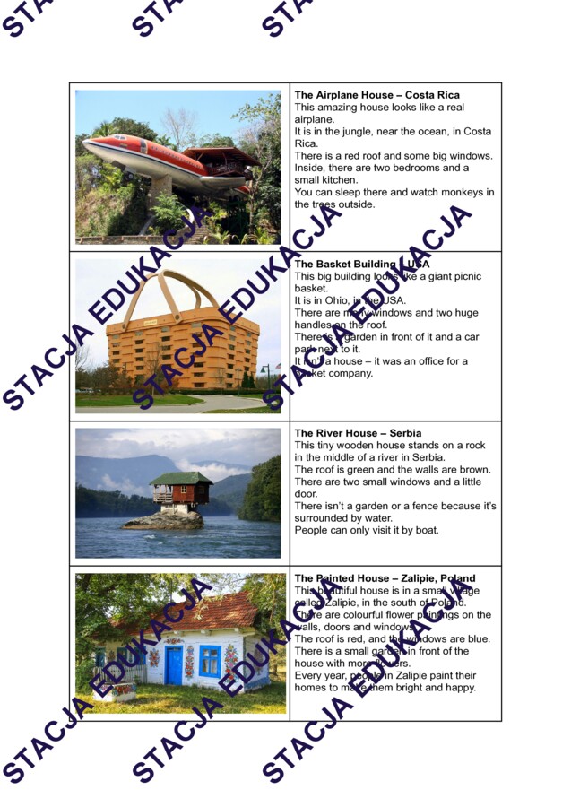 Unusual Houses – karta pracy do Brainy 5 Unit 2 “My Home”