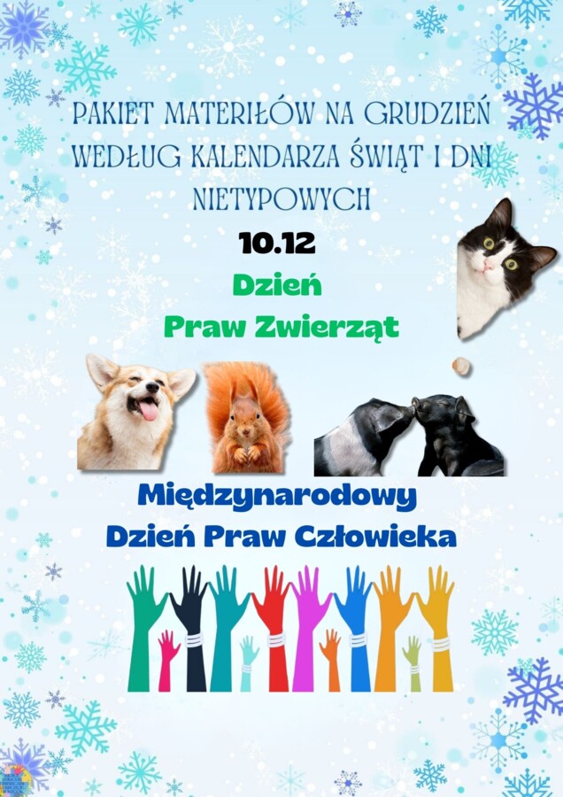 PAKIET MATERIAŁÓW NA GRUDZIEŃ WEDŁUG KALENDARZA ŚWIĄT I DNI NIETYPOWYCH.