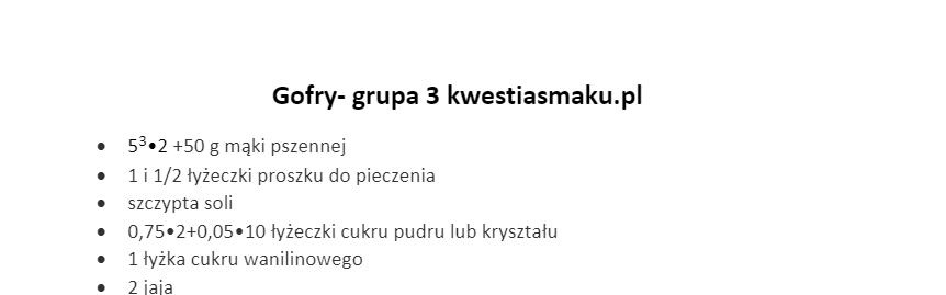Działania na liczbach dodatnich "Pieczemy gofry"