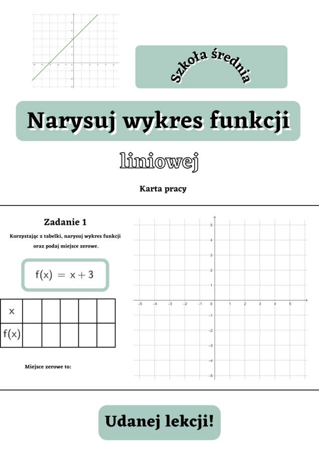 Narysuj wykres funkcji liniowej. Szkoła średnia :)