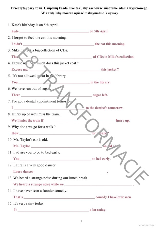 E8 Transformacje zdań