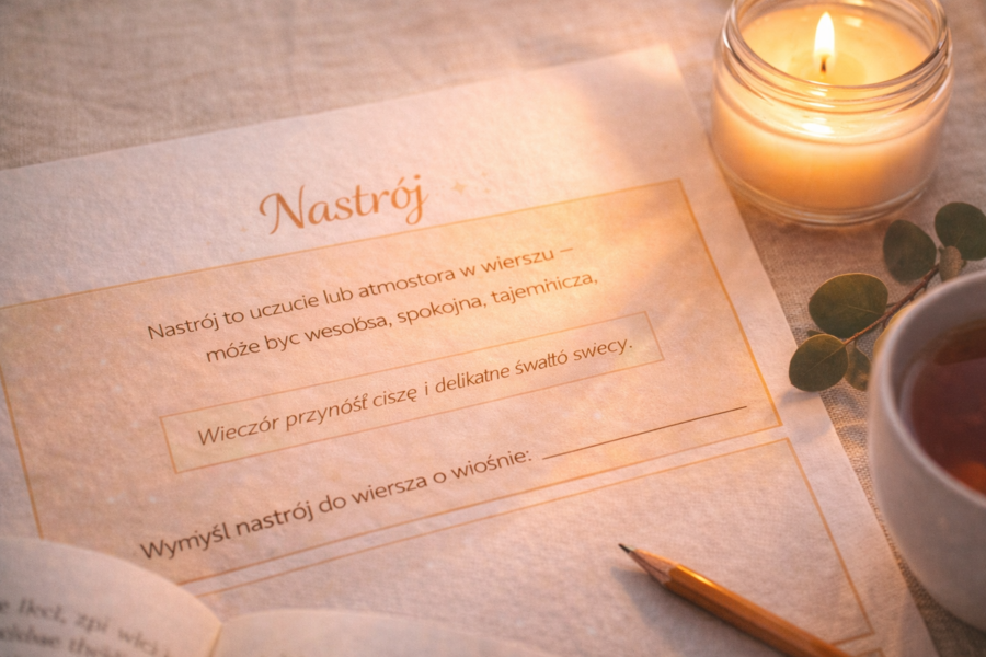 „Słowniczek poety” do wklejenia. WKLEJKA. [Epitet, Personifikacja, Nastrój, Podmiot liryczny)