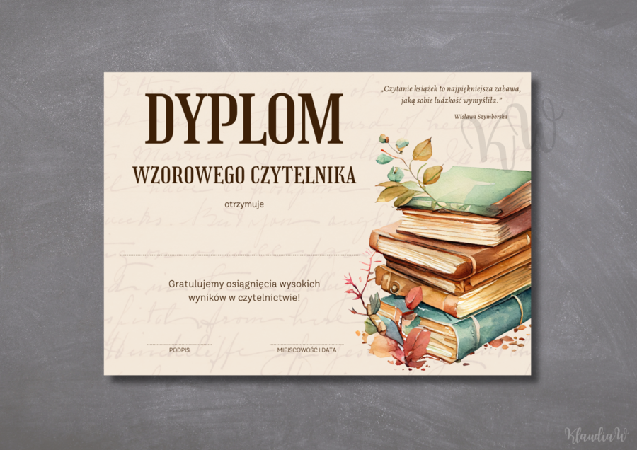 Dyplomy Wzorowego Czytelnika - zestaw PDF